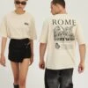 YOURTURN Rome Tee Unisex - T-Shirt Print - Mottled Light Brown -Kleding Verkoop 07017d2cd401401ea70ed2bd25c35478