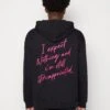 YOURTURN Embroidered Text Hoodie Unisex - Hoodie - Black -Kleding Verkoop 13e00cb70a1a488990329c593381525e