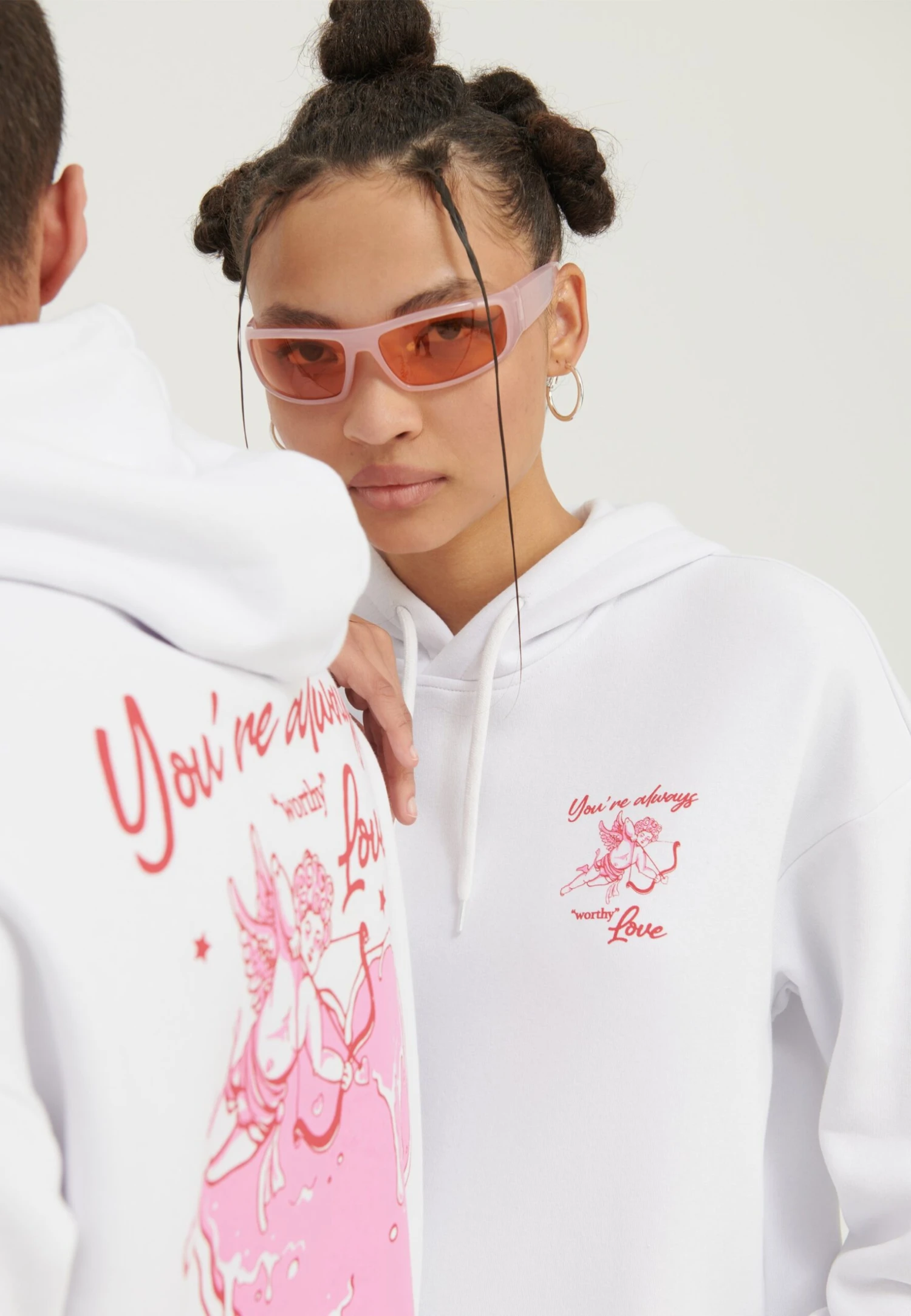 YOURTURN Heart Back Print Relaxed Hoodie Unisex - Hoodie - White 7 YOURTURN Heart Back Print Relaxed Hoodie Unisex - Hoodie - White - Afbeelding 5