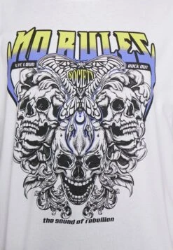 YOURTURN Rule Skull Graphic Tee Unisex - T-Shirt Print - White -Kleding Verkoop 38058aa46a744b1d840b5599082d9305