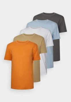 YOURTURN Unisex 5 Pack - T-Shirt Basic - White/Apricot/Light Blue -Kleding Verkoop ac01883394f243b19aa4c83fb52974fc