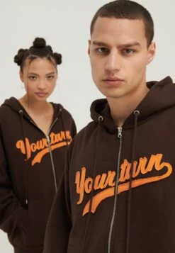 YOURTURN Unisex - Sweater Met Rits - Dark Brown -Kleding Verkoop aca6093816a1461ab9b0c0a451d461c7