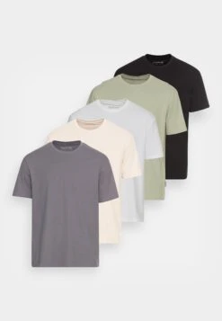 YOURTURN Unisex 5 Pack - T-Shirt Basic - Dark Grey/White/Beige -Kleding Verkoop ad4b65fc9a1a4ee292e39d99f7fd81fb