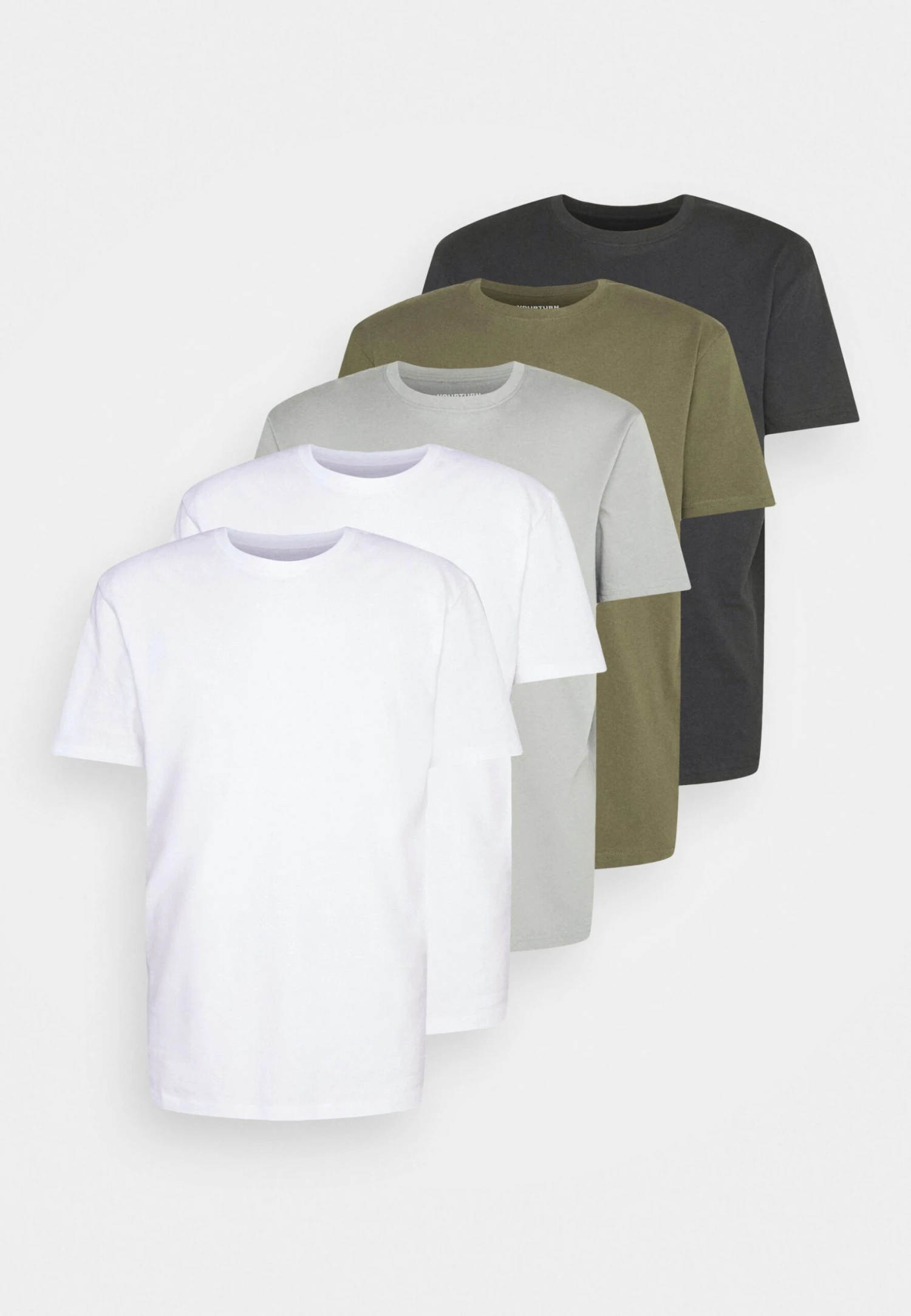 YOURTURN Unisex 5 Pack - T-Shirt Basic - White/Olive /Black 9 YOURTURN Unisex 5 Pack - T-Shirt Basic - White/Olive /Black - Afbeelding 7